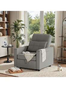 Sillón-cama Individual, Convertible 3 En 1 Sillón Reclinable - Gris - Ver 8