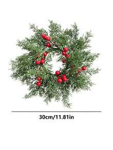 1 Stück Weihnachtskerzenring Kranz mit künstlichen Tannenzweigen & roten Beeren, Künstlicher Stechpalmenbeeren Kerzenhalter Girlande, Künstliche Grünpflanze Kerzenring Weihnachtskugeln, Weihnachtsdekoration für Zuhause, Wohnzimmer, Schlafzimmer, Raumdekoration, Hochzeitsdekoration, Jahrestags-Geschenk, Weihnachtsdekorationen, Weihnachtsgeschenke, Weihnachtsdekoration
