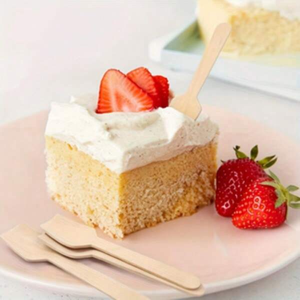 50/100pcs Disposable Cake, Dessert, Ice Cream Spoons, Made Of Pure Bamboo With No Additives, Suitable For Dining, Parties And Other Occasions