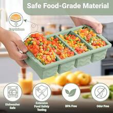 Silicone Freezer Molds For Soup With Lid, 1-Cup & 2-Cup Large Ice Cube Trays Food Storage Containers For Meal Prep, Freeze 250mL/125mL Portions – 2 Pack - 綠色 - 查看 5