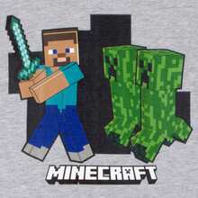 Minecraft Long Sleeved Pyjamas | Steve Vs Creeper Boys' Long Pyjama Set | Kids' PJs - Grey - View 3