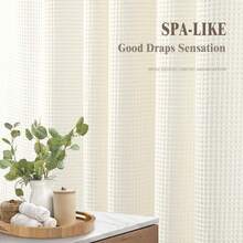 Waffle Weave Shower Curtain Cotton Fabric Texture Shower Curtain For Bathroom White,72Wx72L-314244 - Ivory - View 6