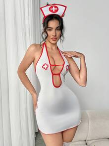 cimmuovere 女士性感镂空系带蝴蝶结角色扮演内衣连衣裙 春季 白色 - 白色 - 查看 7