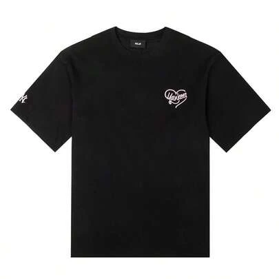 MLB Áo thun tay ngắn unisex in hình trái tim, thoải mái, thích hợp mặc hàng ngày và tham gia các hoạt động thể thao ngoài trời.