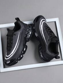 Men's Low-Top Sneakers, Casual Running Shoes, Jogging Shoes, Men's Walking Shoes, Fashionable Gradient Red Footwear, Tennis Shoes, Streetwear - Black and White - View 1