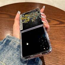 Transparent Folding Phone Case With 'Youth Has Gone' In Chinese Poem And Floral Compatible With Sam Galaxy Z Flip Fold 3 4 5 6 7 Fold Case Design For Moto Razr 40 50 60 Ultra Cute Phone Case For Girl And Women - Trong sáng - Xem 3
