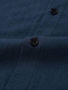 GloMan 男士藏蓝色两件套，舒适透气，100% 纯棉素色短袖衬衫搭配弹力腰短裤，夏季透气套装，适合海滩度假、日常穿着、街头休闲、周末出游、社交聚会等场合。圣诞节和新年送给男友或丈夫的礼物。 - 藏蓝色 - 查看 6