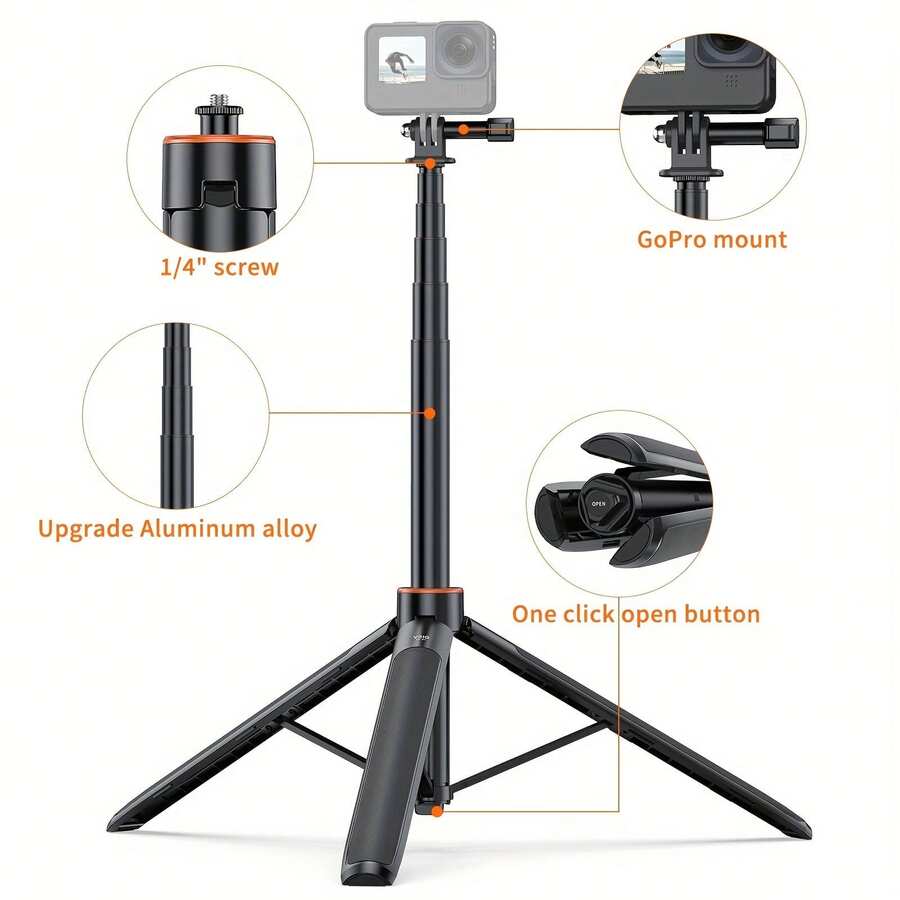 Trípode y monopie de extensión de aluminio VRIG para GoPro 12/11/10, D ...