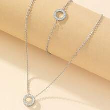 1 件简约圆形吊坠项链，奢华适合日常佩戴 - 銀色 - 查看 1