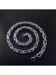 1pc Fashion Hiphop Stainless Steel Necklace, Titanium Steel King Chain Necklace For Men - Silver - View 3