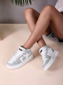 1 Pair Thick Sole Comfortable Plus Size Casual Sneakers For Teenage Boys, Waterproof, Suitable For Street, Daily, School Wear, High-Top Shoes