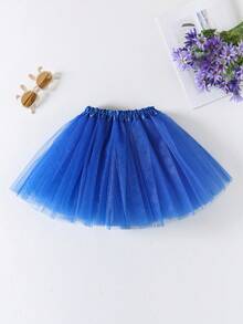 Váy tutu vải tuyn trơn màu cho bé gái, phong cách giản dị, đa năng, thích hợp biểu diễn trên sân khấu - Xanh đậm - Xem 2