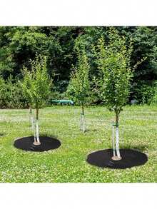 10 包，20.5 英寸无纺布树木覆盖物环加厚树木保护垫植物覆盖物圆形防草园艺织物覆盖物用于控制根部保护 - 黑色 - 查看 5