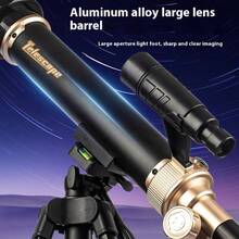 SCIENCE HORSE Teleskop astronomiczny 50/500 mm, stop aluminium, z okularem binokularowym o powiększeniu 30/60x, ręcznym ustawianiem ostrości, w zestawie uchwyt na smartfona i składany statyw – odpowiedni do obserwacji gwiazd, księżyca i aktywności na świeżym powietrzu, dla osób w wieku 8+ lat