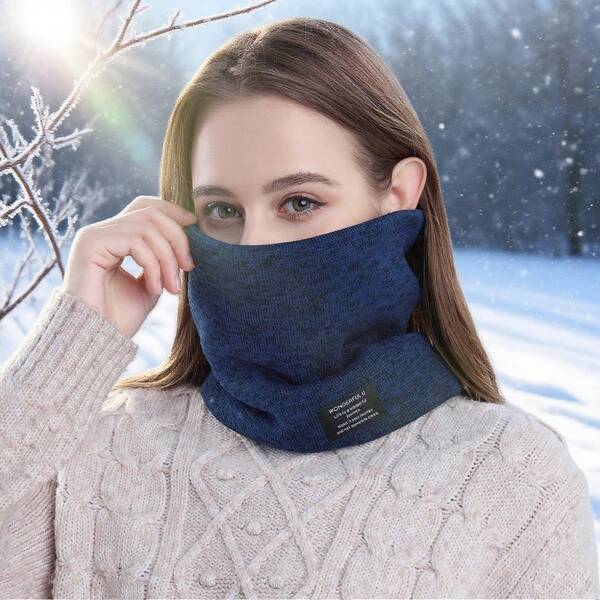 Cou d'hiver chaud, écharpe et masque facial, convenant aux hommes et aux femmes, coupe-vent, accessoires doux et élastiques résistants au froid. Pull tricoté pour la chaleur et le cou en polaire, écharpe à la mode adaptée pour le ski et la randonnée en hiver, cadeaux pour Thanksgiving et Noël