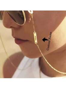 1pc Personalized Custom Name Glasses Chain, Custom Gold Name Tag Glasses Chain Accessories,Dainty Sunglasses Chain, Bohemian Face Mask Chain,Gold Chain Jewelry Valentine's Day Gifts Christmas Gifts - Multicolor - View 7