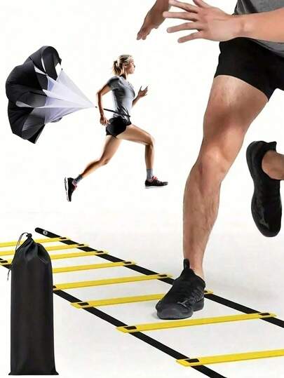1Set ﻿ Agility Ladders Nylon Straps For Speed Training And Sports Flexibility Agility Football Training Energy Ladder Equipment Parachute Chute Magic Tape Running Umbrella