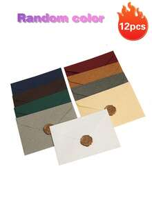 2个素色信封，复古多用途信封，办公信封，婚礼请柬，情书，贺卡，新年朋友礼物，文具，火漆印章 - 彩色 - 查看 22