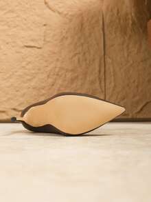 2025 秋冬性感时尚纯色尖头细高跟休闲百搭侧拉链黑色及膝靴女靴，棕色靴子 - 咖啡棕 - 查看 6