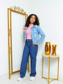 Tween Girls Denim Jackets & Coats - 淺色水洗藍 - 查看 1