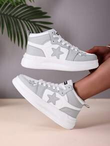 1 Pair Thick Sole Comfortable Plus Size Casual Sneakers For Teenage Boys, Waterproof, Suitable For Street, Daily, School Wear, High-Top Shoes