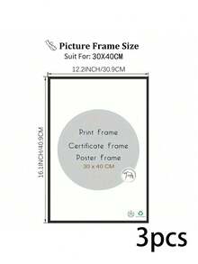 2/3pcs 12x16in/30x40cm Black Aluminum Alloy Photo Frames, A3/A4 Modern Home Decor Art Frames, Minimalist Stylish Gold Aluminum Alloy Decorative Frames