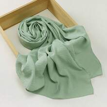 1pc Women Solid Color Crinkled Everyday Hijab, Opaque Headscarf For Dress - Multicolor - View 17