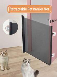 Retractable Pet Door Cat And Dog Safety Fence Puppy Barrier Net Indoor Baby Gate Folding Pet Fence No Drilling Retractable Gates For Kids Or Pets For Doorway Stairs Balcony