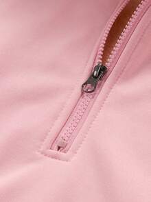Men's Casual Hooded Half-Zip Fleece Sweatshirt - Pink - View 7