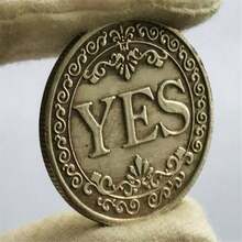 1 Pc YES Or NO Lucky Coin Make Decision Souvenir Coin Double Sided Badge Collectible Gifts,Gift,Halloween,Coin - Silver - View 4