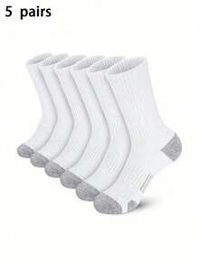 5/10 أزواج جوارب رياضية للرجال ذات الحجم الكبير بألوان شائعة (أسود، أبيض، رمادي) للكرة السلة والعمل، مناسبة للخريف - متعدد الألوان - مشاهدة 20