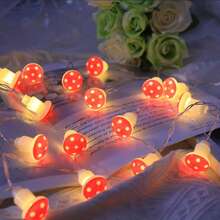 1pc LED String Light Red Mushroom-Shaped Bulbs, Plant Series Decorative Colorful Light String For Room Decoration - Warm white light - View 5