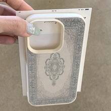 1pc Vintage Gray Floral Pattern Full Screen TPU Phone Case Compatible With IPhone/ Smartphones,International Version, Not The Domestic Version - White - View 4