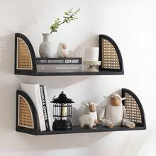 1 pieza Estantería flotante, estante de pared para decoración de baño, dormitorio, sala de estar y plantas, estantería flotante de madera para almacenamiento en la pared