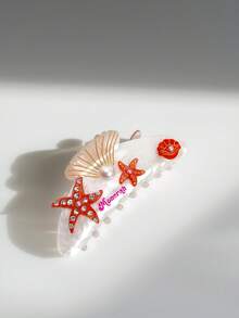 Personalized Text Customized Hair Clip/Headpiece/Unique Starfish Hair Clip - Starfish Hair Accessory, Pearl Acetate Hair Accessory Sweet Style, Non Slip Grip, Suitable For Women And Girls, Perfect For Beach Vacations, Beach Accessories, Ideal Gifts For Friends, Hair Clip Small Size High Ponytail Clip, Suitable For Women 2025 New High-End Clip Headwear Hair Claw Fixing Artifact Hair Claw Halloween And Christmas Gifts - Multicolor - View 16