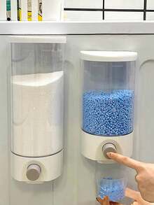 1pc Odorless Clear Plastic Laundry Gel Bead Dispenser - Push To Open, Moisture Resistant Hole-Free Home Storage Container, Laundry Fragrance Bead Organizer, Large Capacity Sealed Dispenser With Measuring Cups For Detergents, Dryer Sheets, Bath & Shower Products And Personal Care Products, Efficiently Organize Laundry Room, Bathroom Storage