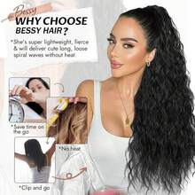 26-calowa, długa, kręcona, falowana peruka z kucykiem, rozciągliwy kucyk, dopinana peruka z kucykiem, puszysta i naturalna, odpowiednia do codziennego noszenia