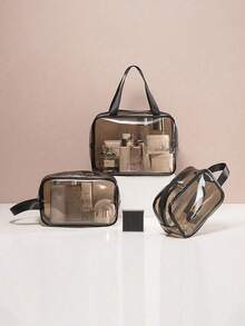 1PC Storage Bag Makeup Travel Bag Make Up Brush Bag Toiletry Bag Transparent Single-Layer Makeup Bag Made Of PVC Material, Hand-Held Toiletry Bag, Cosmetic Storage Bag, Beach Bag,Essential For Traveling Makeup Travel Toiletry Organizer Clear Essentials Gifts Storage Zipper.
