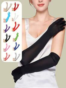 D EXCEED 1 Pair Opera Gloves For Women Adjustable Length Gloves 1920s Great Gatsby Costume Accessories & Modern Tea Party Elegance Mother's Day Gift Set Halloween Hand Dress Up - Purple - View 2