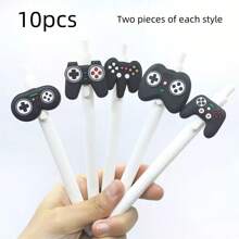 1 Stücke / 3 Stücke / 5 Stücke / 10 Stücke kreative Spielcontroller Kugelschreiber in runder Form, ein süßer und attraktiver Druckknopf-Schreibstift mit hoher Qualität, ein verspielter und niedlicher schwarzer und weißer Spielcontroller, Schulmaterial, Schreibstift für Lehrer, Büromaterial