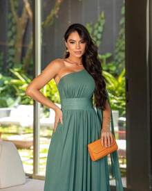 Classic And Elegant Party Dress Sophisticated Dress Bridesmaid Dress Wedding Graduation Parties. - Màu xanh Ô liu - Xem 1