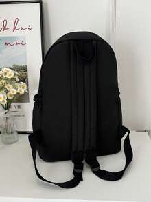 Rucsac casual de mare capacitate, ghiozdan minimalist la modă pentru studenți, rucsac de călătorie unisex, cadou pentru prieteni, mamă, profesori - Negru - Vizualizare 4