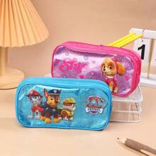 Estojo de lápis de capacidade dupla grande e fofo em rosa e azul, Estojo de lápis Patrulha Canina com desenho de cachorrinho, Caixa de armazenamento de papelaria de anime, Estojo de lápis de grande capacidade, Adequado para estudantes do ensino fundamental e médio, Adequado para meninos e meninas, Suprimentos escolares, Volta às aulas