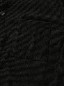 Men Long Sleeve Corduroy Old Money Shacket, Fall - Black - View 7