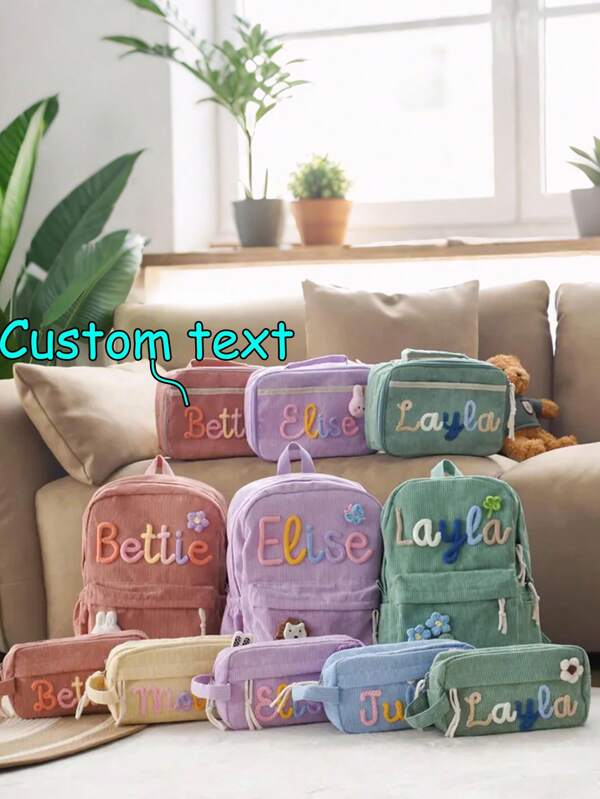 1pc Personalized Kids Backpack Lunch Bag - Lightweight Toddler Book Bag For Ages - Back To School Kit - Birthday Gift For Girls / Boys