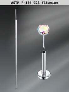 CIZME 1 Set Fashionable Titanium Alloy Threadless Nose Stud CZ Nose Ring, Flat Back Stud Earrings, CZ Nose Bone, Nose Wing, Cartilage Earrings, 20G 18G 16G Cubic Zirconia Lip Ring, Medusa Lip Ring, Threadless Lip Stud, Piercing Taper, Suitable For Daily Wear - Lip Studs - View 19