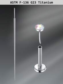 CIZME 1 Set Fashionable Titanium Alloy Threadless Nose Stud CZ Nose Ring, Flat Back Stud Earrings, CZ Nose Bone, Nose Wing, Cartilage Earrings, 20G 18G 16G Cubic Zirconia Lip Ring, Medusa Lip Ring, Threadless Lip Stud, Piercing Taper, Suitable For Daily Wear - Lip Studs - View 13