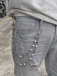 Bistrat Lucky Dice Pantaloni Lanț Retro Talie Moda Asociere Bărbați și Femei Îmbrăcăminte Versatil Accesorii de Lux Y2K Hip Hop Bijuterii - Argint - Vizualizare 2