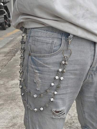 Bistrat Lucky Dice Pantaloni Lanț Retro Talie Moda Asociere Bărbați și Femei Îmbrăcăminte Versatil Accesorii de Lux Y2K Hip Hop Bijuterii