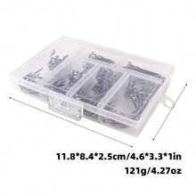 100 Stücke Angelhakenset - Hochfeste Kohlenstoffstahl gebogene Haken mit Widerhaken, breitlückige versetzte Haken, geeignet für Süß- und Salzwasser, messerscharfe abgewinkelte Haken für Barschfischen - mit Aufbewahrungsbox